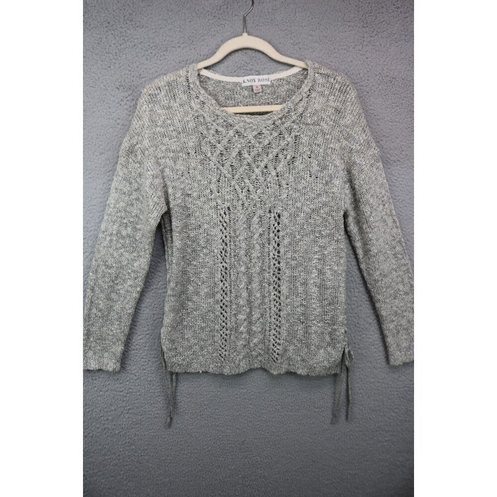 Knox Rose Open Knit Sweater-Long Sleeves-Lace Up Sides-Medium-Boho